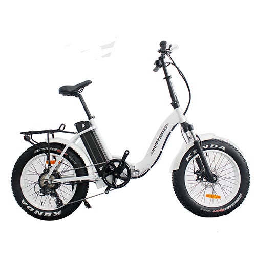 Happy Everywhere Folding Step-Thru Electric Bike, White