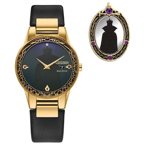 Ladies' Evil Queen Shadow Eco-Drive Black Leather Strap Watch, Black Dial