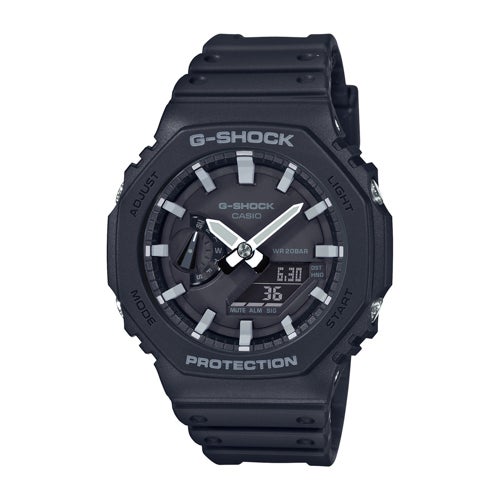 Men's 2100 G-Shock Octagon Ana-Digi Matte Black Resin Watch, Black Dial