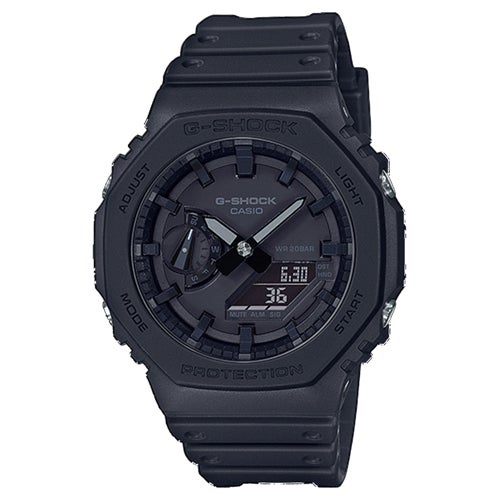 Mens 2100 G-Shock Octagon Ana-Digi Black Resin Watch, Black Dial