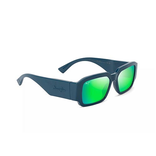 Kupale Polarized Sunglasses, Shiny Petrol Blue Frame, MAUIGreen Lens