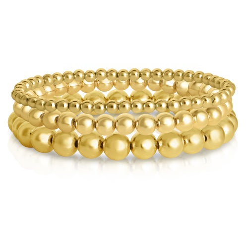 Vermeil Bead Bracelet Set, Gold