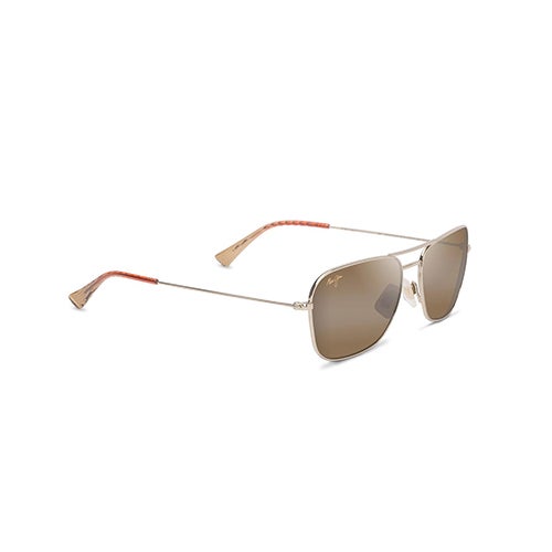 Na'auao Polarized Sunglasses, Shiny Gold Frame, HCL Bronze Lens