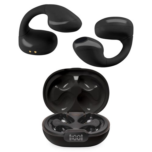 Truly Wireless Open Ear Clip Earbuds w/ Charging Case, Black