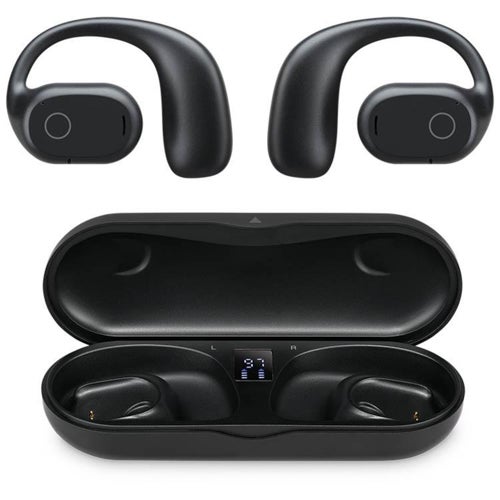 Clear Truly Wireless Open Ear Earbuds, Black