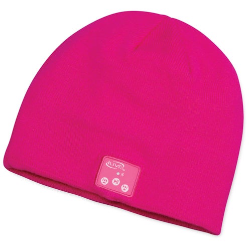 Bluetooth Knit Cap w/ Built-in Speakers and Mic, Pink