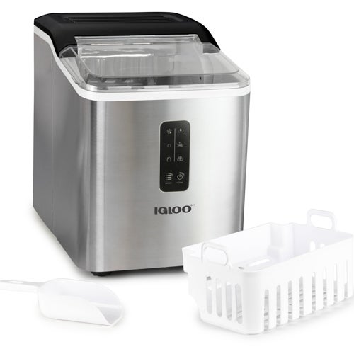 26lb Automatic Self-Cleaning Ice Maker, Stainless Steel