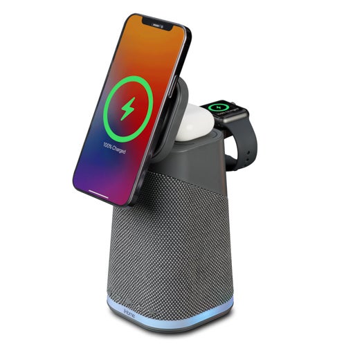 Power Tower Triple Wireless Charging Stand w/ Bluetooth Speaker