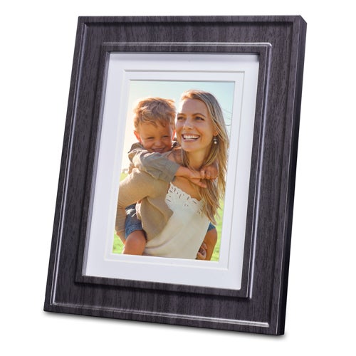 POWERPIC Photo Frame with Triple USB Charging, Dark Brown