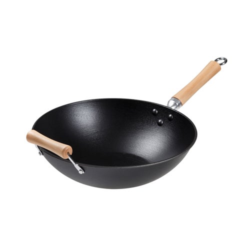 14" Professional Series Cast Iron Flat Bottom Wok