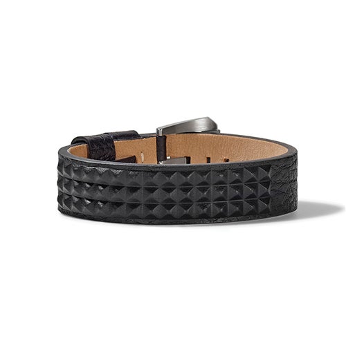 Mens Precisionist Raised Stud Leather Bracelet