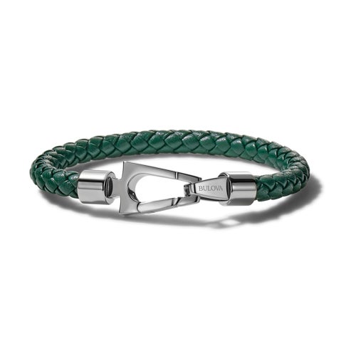 Marine Star Green Braided Leather Bracelet - Medium