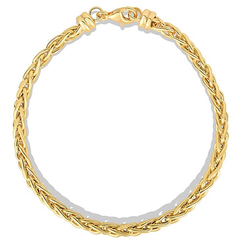 Sterling Silver Russian Wheat Bracelet, Yellow Gold