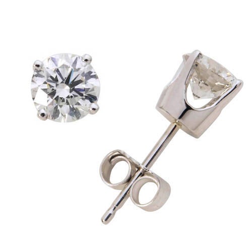 14k White Gold Diamond Solitaire Earrings, 1.00twt