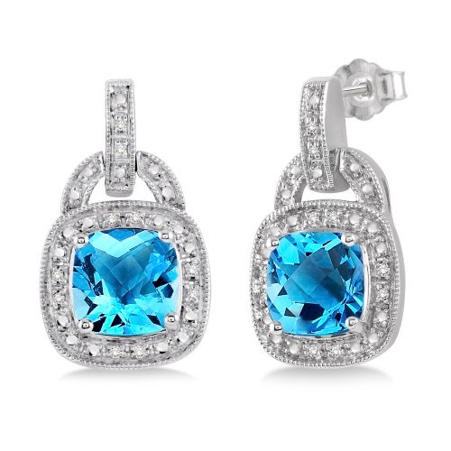 Blue Topaz Diamond Earrings