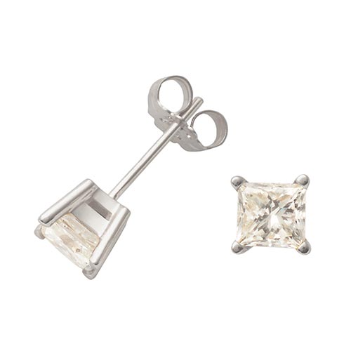 14k White Gold .50twt Princess Cut Diamond Earrings