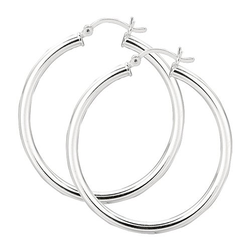 Sterling Silver 3x40mm Hoop Earrings