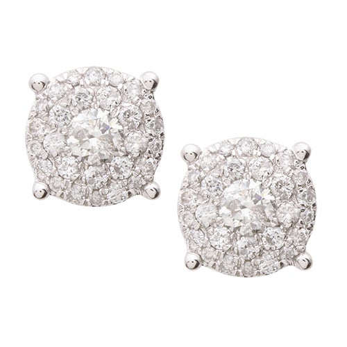 Diamond Multi-Stone 14k White Gold Earrings | Power Sales