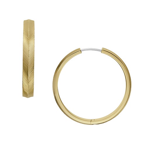 Harlow Linear Texture Gold-Tone Stainless Steel Hoop Earrings