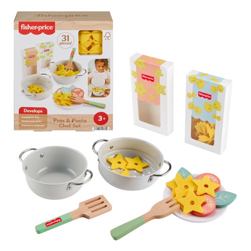 Wooden Toy Pots & Pasta Chef Set, Ages 3+ Years