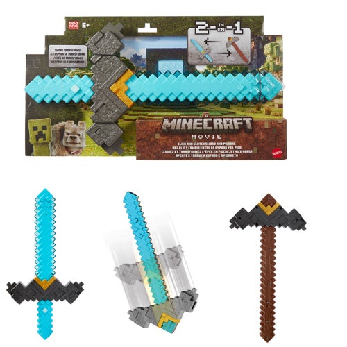 Minecraft Click and Switch 2-in-1 Sword & Pickaxe, Ages 6+ Years