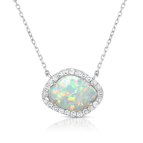Deco Opal & White Sapphire Necklace