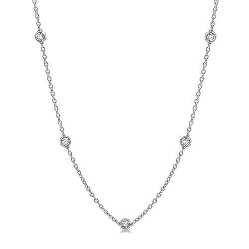 14k White Gold Diamonds By The Yard Necklace, 1.00twt