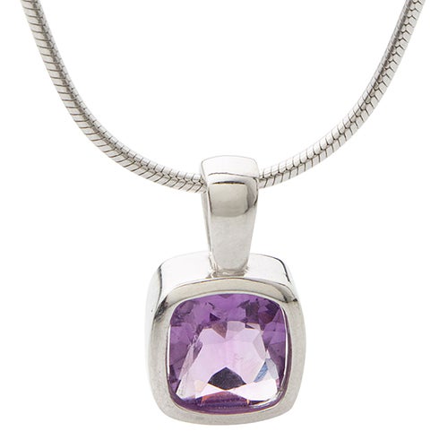 Purple Amethyst Necklace w/ Stainless Steel Chain