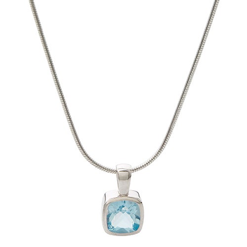 Blue Topaz Necklace w/ Snake Chain