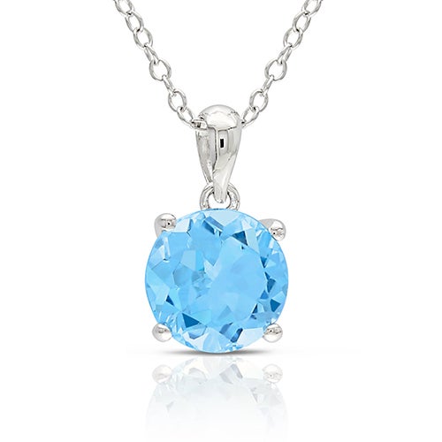 Blue Topaz Solitaire Pendant