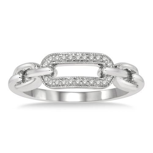 Diamond Paperclip Ring - Size 7, Silver