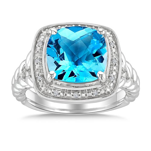 Blue Topaz Ring - Size 6, Silver