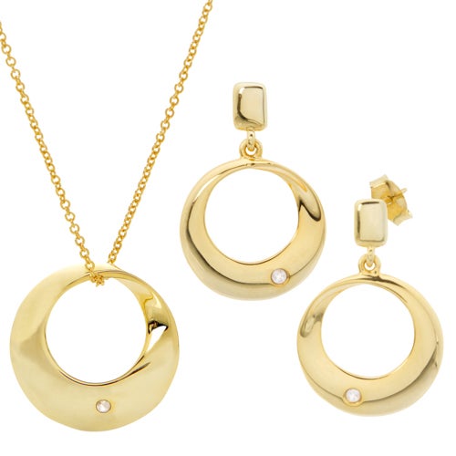 Diamond Earring & Necklace Set, Gold