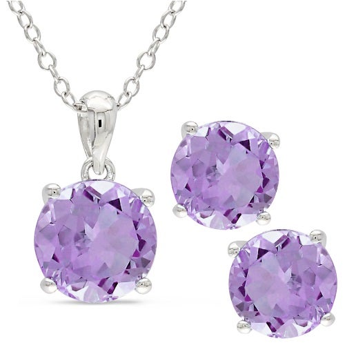 Purple Amethyst Earring And Necklace Set