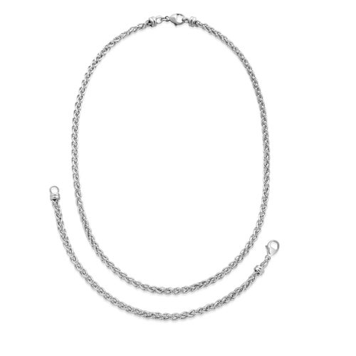 Wheat Bracelet and Necklace Set, Silver
