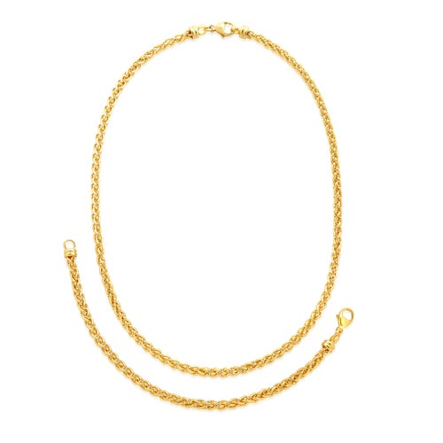 Wheat Bracelet and Necklace Set, Gold