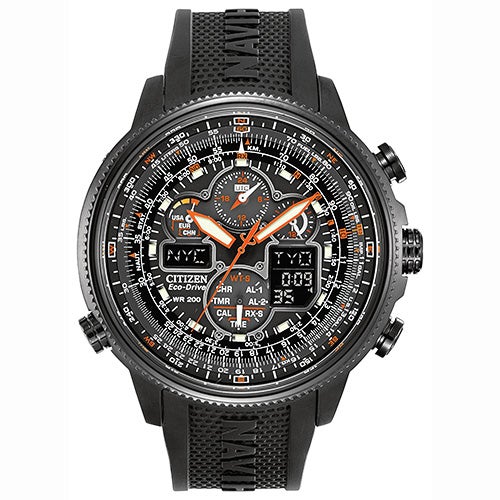 Mens Navihawk A-T Eco-Drive Multi Dial Black Watch