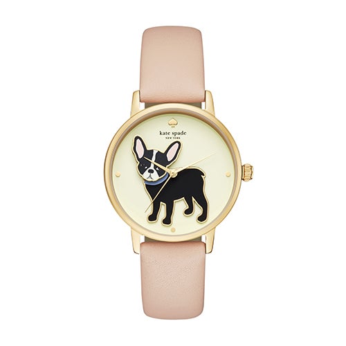 Ladies Metro Grand Vachetta Lther Watch, French Bulldog Dial