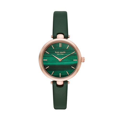 Ladies Holland Green Leather Strap Watch, Green Dial Power Sales
