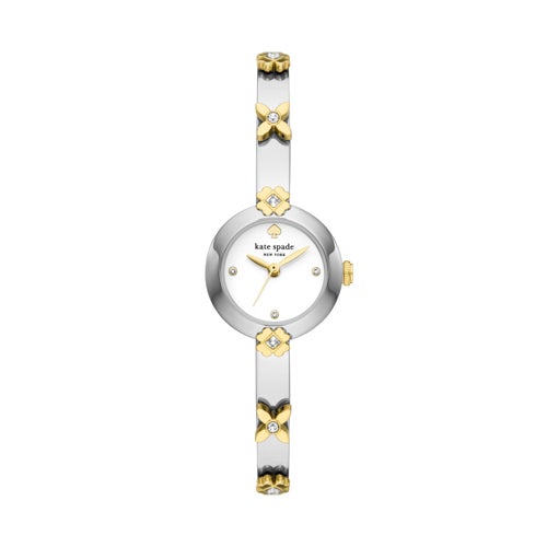 Ladies Monroe Heritage Bloom 2-Tone Stainless Steel Watch, White Dial