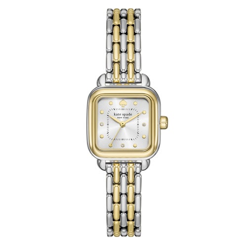Ladies Gracie Two-Tone Stainless Steel Square Watch, Silver Dial