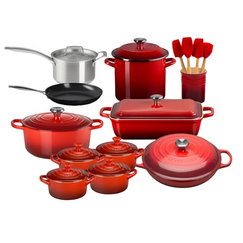 20pc Mixed Material Kitchen Set, Cerise