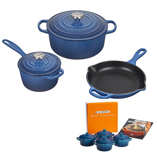 5pc Cast Iron Cookware w/ 4pk 8oz Mini Cocottes, Marseille