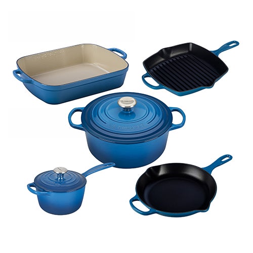 7pc Signature Cast Iron Cookware Set, Marseille