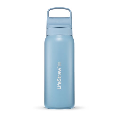 LifeStraw Go 24oz Stainless Steel Filtered Water Bottle, Icelandic Blue