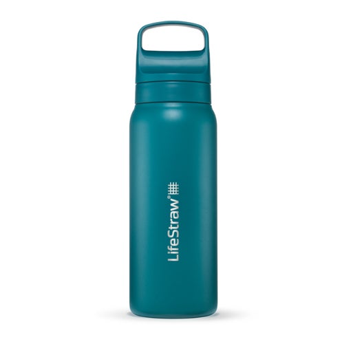 LifeStraw Go 24oz Stainless Steel Filtered Water Bottle, Laguna Teal