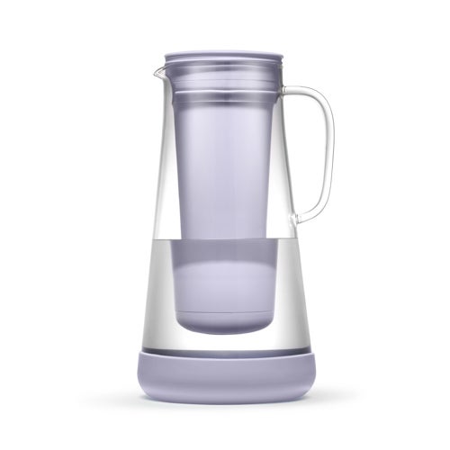 LifeStraw Home 7 Cup Glass Water Filter Pitcher w/ Silicone Base, Wisteria