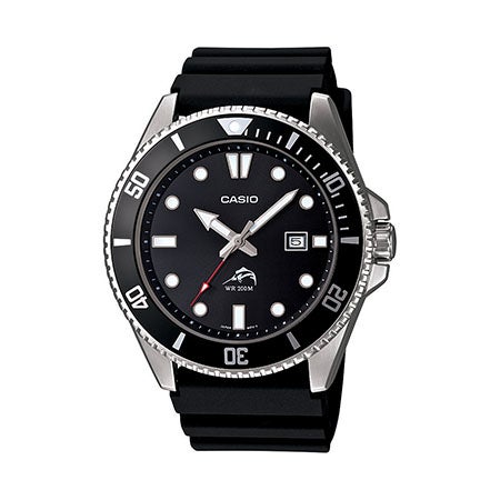 Analog Sports Dive Watch, Black Resin Band