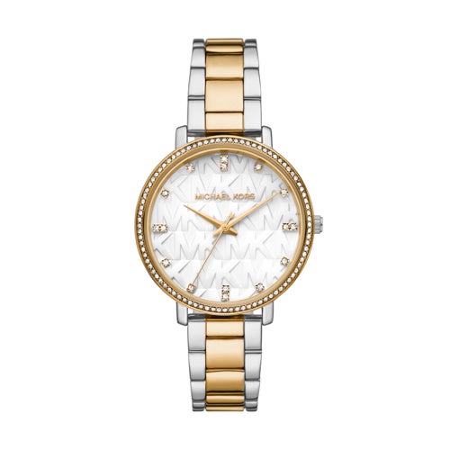 Ladies' Pyper Two-Tone Stainless Steel Watch, White MK Logo Dial