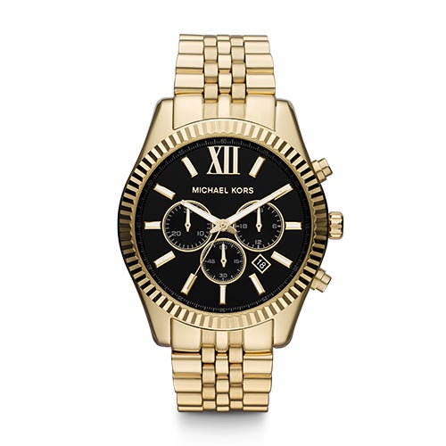 Mens Lexington Gold-Tone SS Chronograph Watch, Black Dial